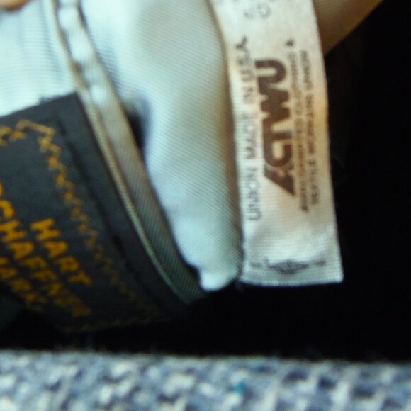 Vintage Hart Schaffner & Marx 100% Wool Blue Tone Tweed Sports Jacket Coat - Picture 4 of 12